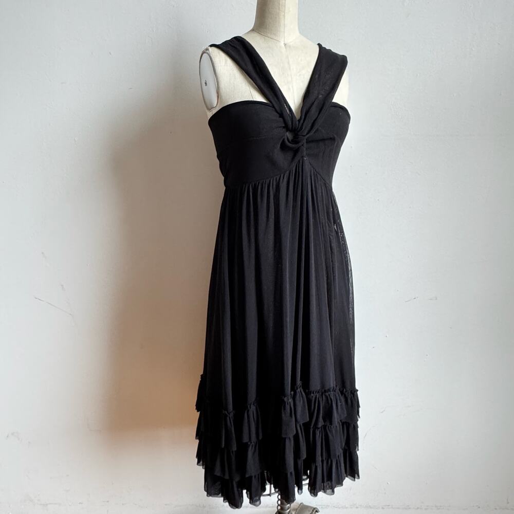 Vintage 90's JEAN PAUL GAULTIER Soleil Black Mesh Ruffle Dress
